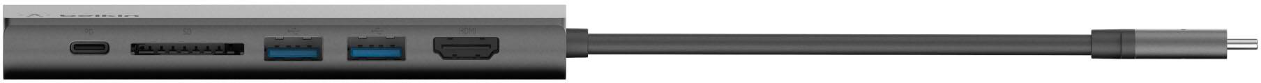 Alt View 14. Belkin - 4-Port USB Type-C Hub with Gigabit Ethernet Adapter - Space Gray.