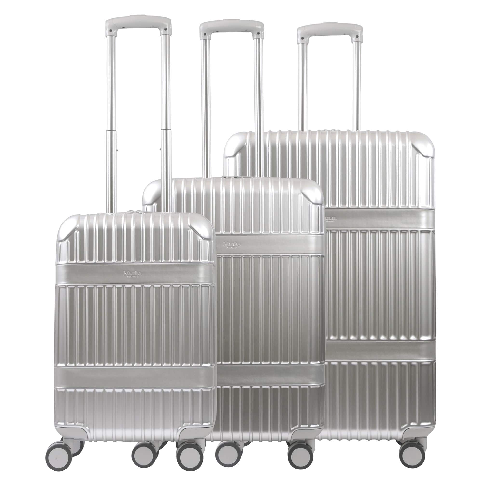 Martha Stewart The Bedford 3 Piece Hardcase Luggage Set Silver