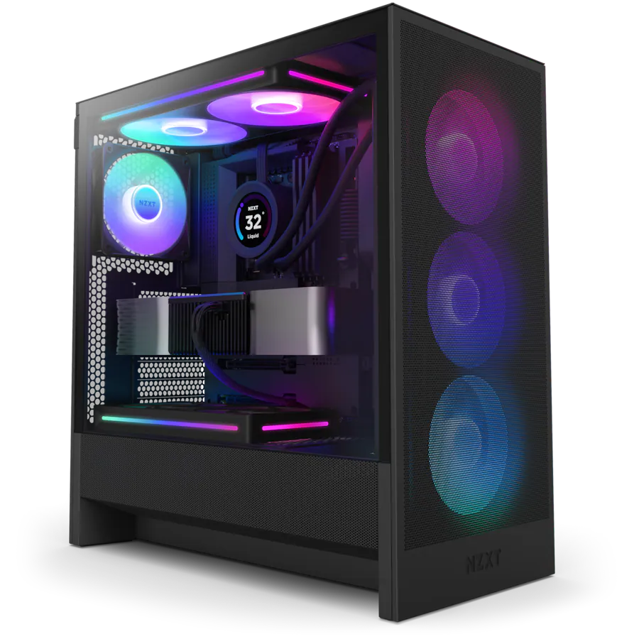 NZXT H5 Flow RGB 2024 Compact ATX Mid Tower Airflow PC Case Black CC nzxt-h5-flow-rgb-2024-compact-atx-mid-tower-airflow-pc-case-black-cc