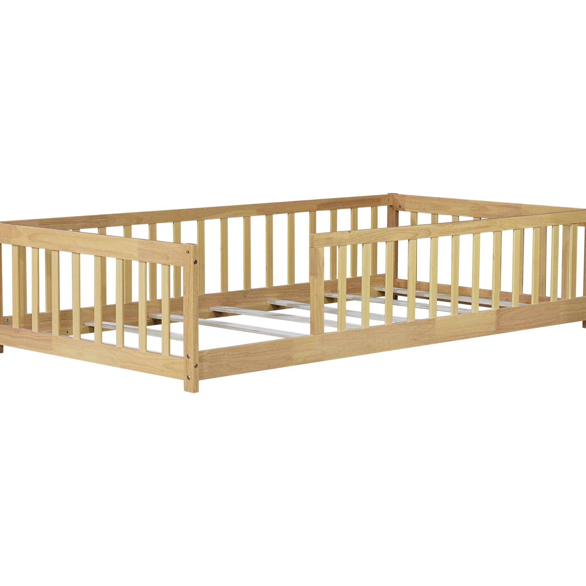 Alt View 10. GOODSILO - Twin Size Low-Profile Youth Bed with Secure Enclosure Frame, Solid Wood Construction, Neutral Finish - Natural.