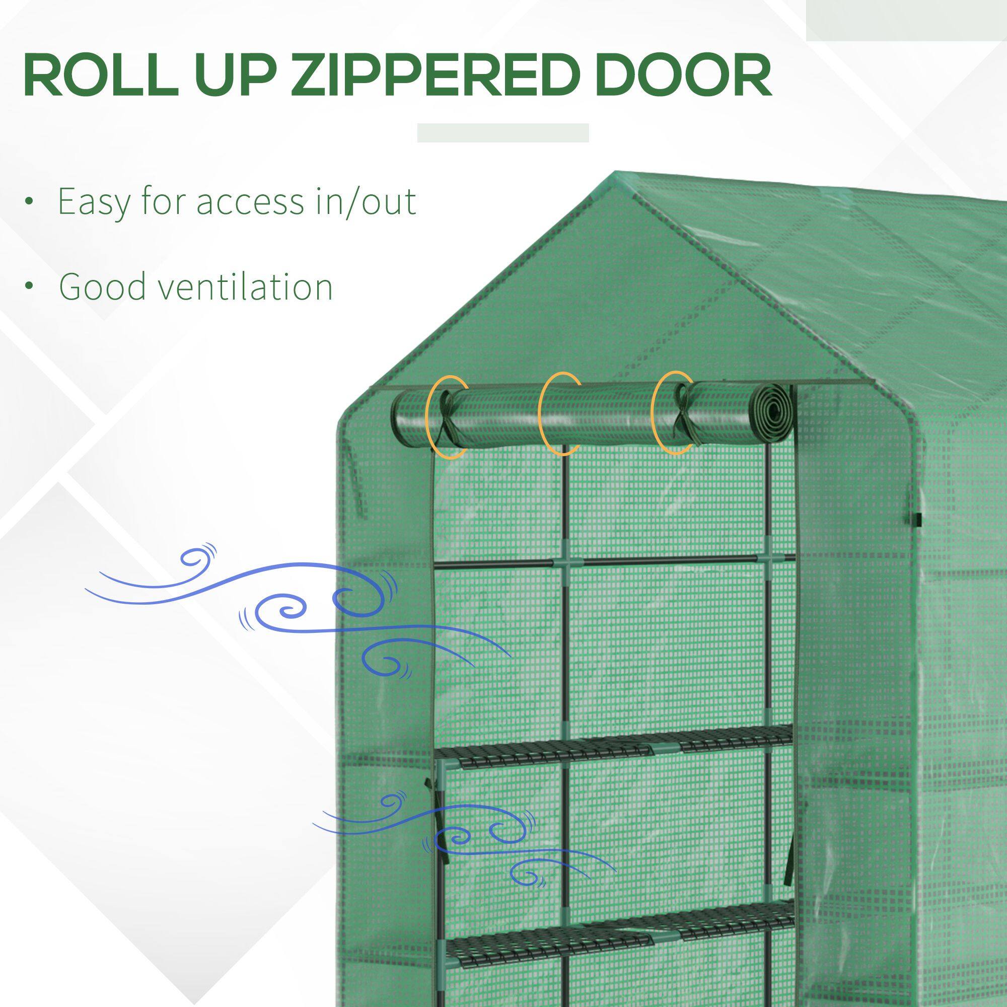 ROLL UP ZIPPERED DOOR

Easy for access in/out
Good ventilation