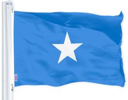 G128 - Somalia Flag 3x5 ft — 150D Polyester, Brass Grommets, Dye-Sublimated Colors, Indoor/Outdoor - Assorted Colors