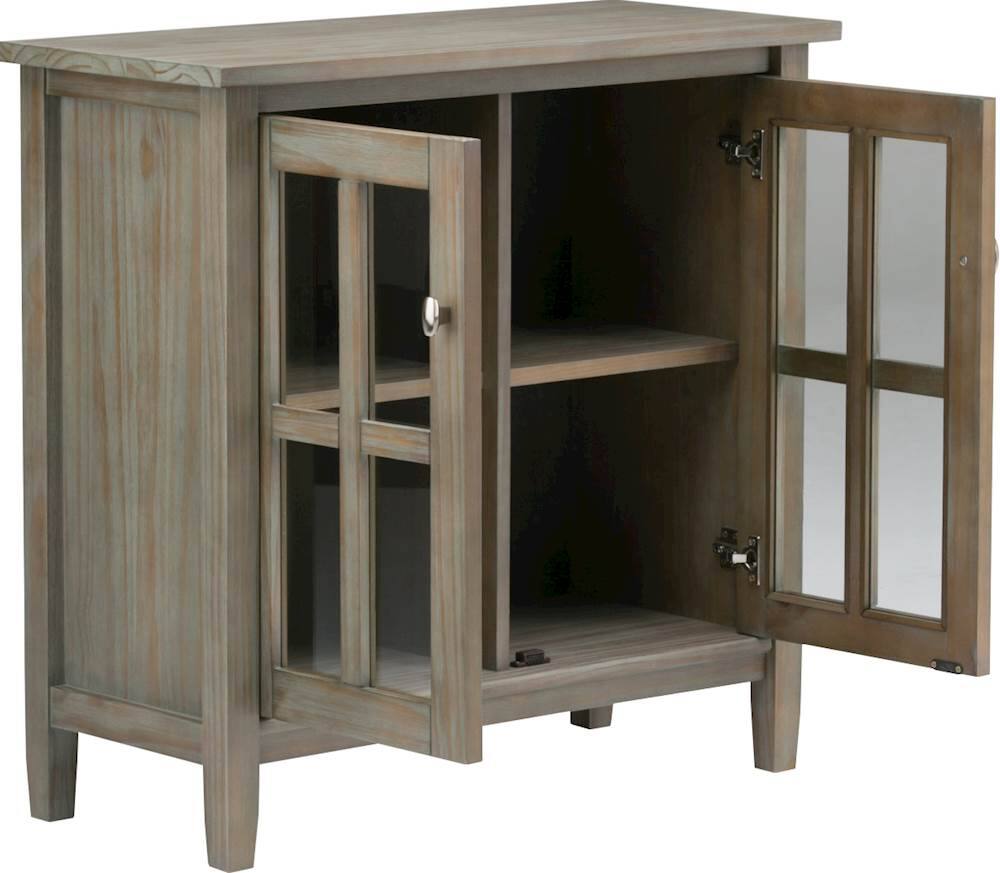 Alt View 11. Simpli Home - Warm Shaker SOLID WOOD 32 inch Wide Transitional Low Storage Cabinet in Distressed Grey - Distressed Grey.