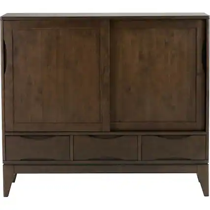 Front. Simpli Home - Harper Mid Century Modern Medium Storage Cabinet - Walnut Brown.