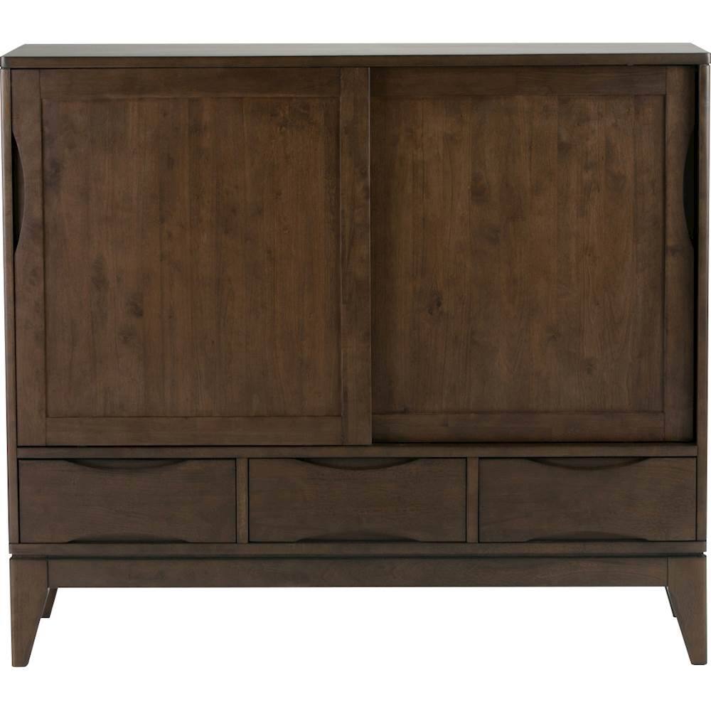 Front. Simpli Home - Harper Mid Century Modern Medium Storage Cabinet - Walnut Brown.