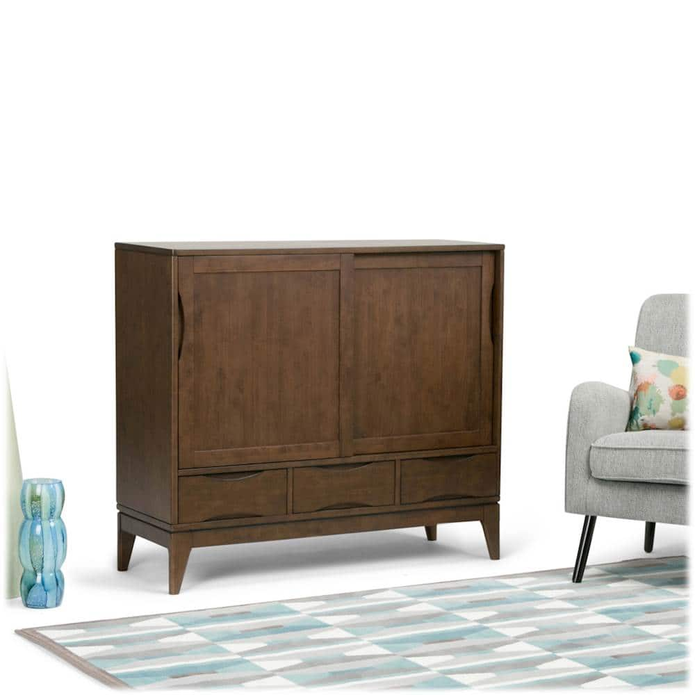 Simpli Home Harper Mid Century Modern Medium Storage Cabinet Walnut ...