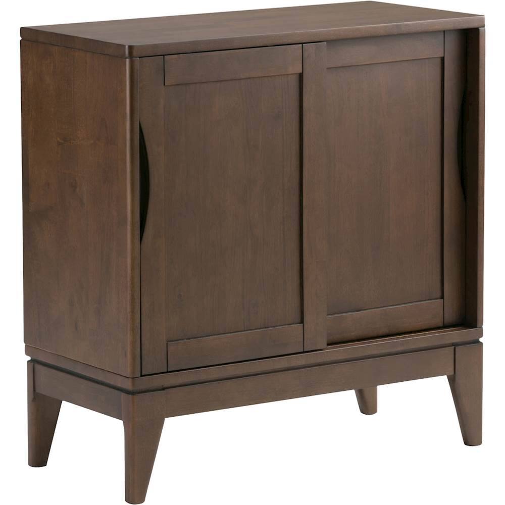 Angle. Simpli Home - Harper Low Storage Cabinet - Walnut Brown.