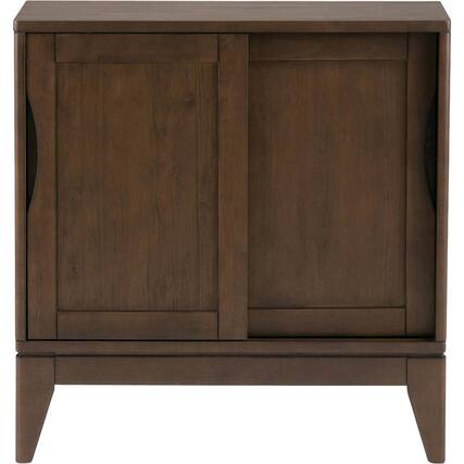 Front. Simpli Home - Harper Low Storage Cabinet - Walnut Brown.