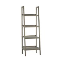 Simpli Home - Sawhorse Modern Industrial Solid Hardwood 4-Shelf Bookcase - Distressed Gray - Front_Zoom