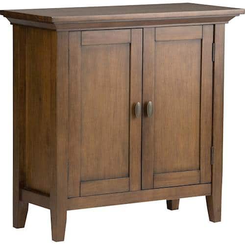 Angle Zoom. Simpli Home - Redmond SOLID WOOD 32 inch Wide Transitional Low Storage Cabinet - Rustic Natural Aged Brown.