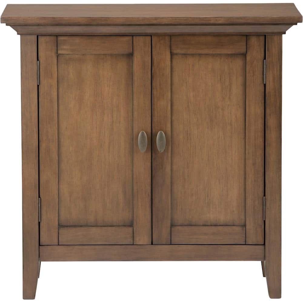 Front. Simpli Home - Redmond SOLID WOOD 32 inch Wide Transitional Low Storage Cabinet in Rustic Natural Aged Brown - Rustic Natural Aged Brown.