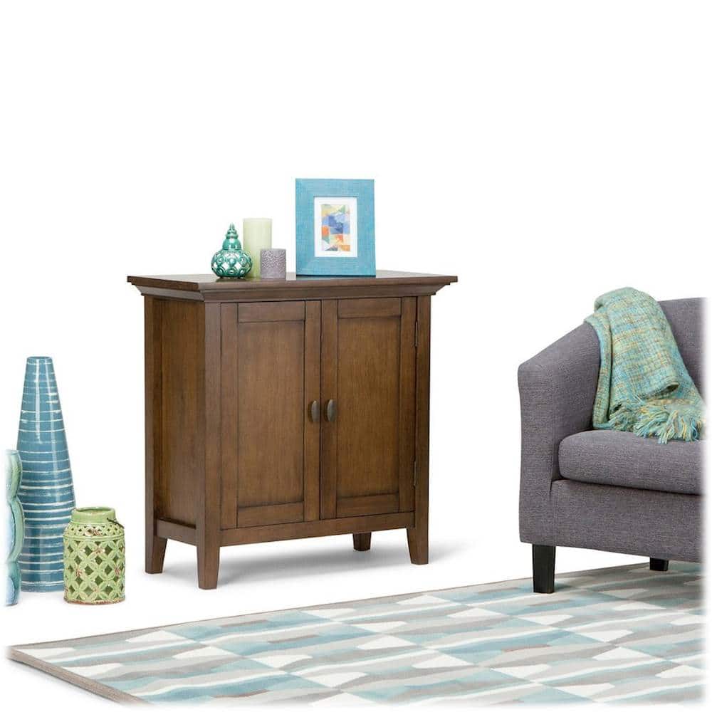 Alt View Zoom 14. Simpli Home - Redmond SOLID WOOD 32 inch Wide Transitional Low Storage Cabinet - Rustic Natural Aged Brown.