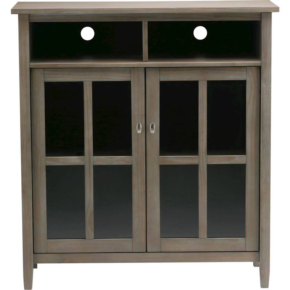 Simpli Home Warm Shaker Rustic Medium Media Storage Cabinet Distressed Gray 840469016156 Best Buy