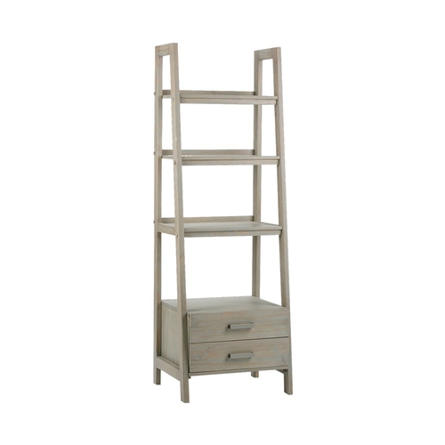 Simpli Home - Sawhorse Modern Industrial Solid Wood 4-Shelf 2-Drawer Bookcase - Distressed Gray was $410.99 now $287.99 (30.0% off)