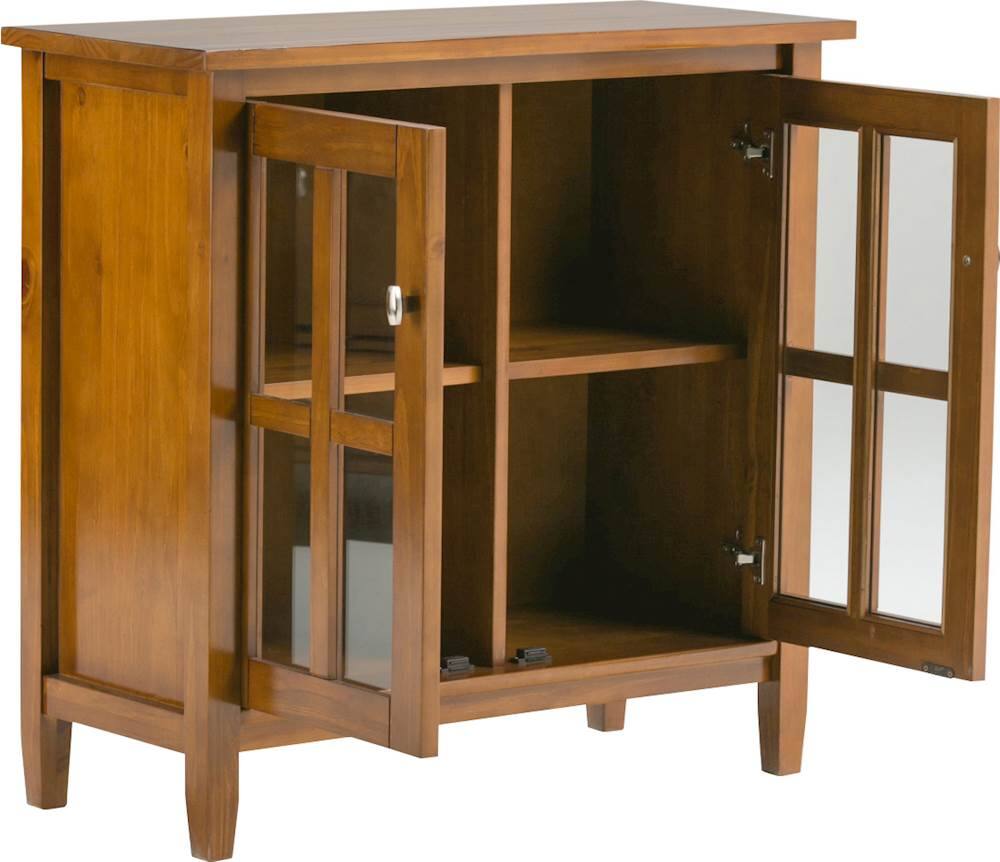 Simpli Home Warm Shaker Rustic Low Storage Honey Brown