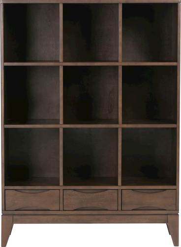 Simpli Home - Harper Mid Century Modern Cube Storage Bookcase With Drawers - Walnut Brown