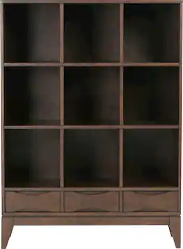 Simpli Home - Harper Mid Century Modern Cube Storage Bookcase With Drawers - Walnut Brown