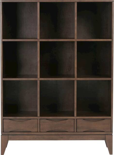 Simpli Home Harper Mid Century Modern Cube Storage Bookcase With Drawers Walnut Brown 840469015937 Best Buy