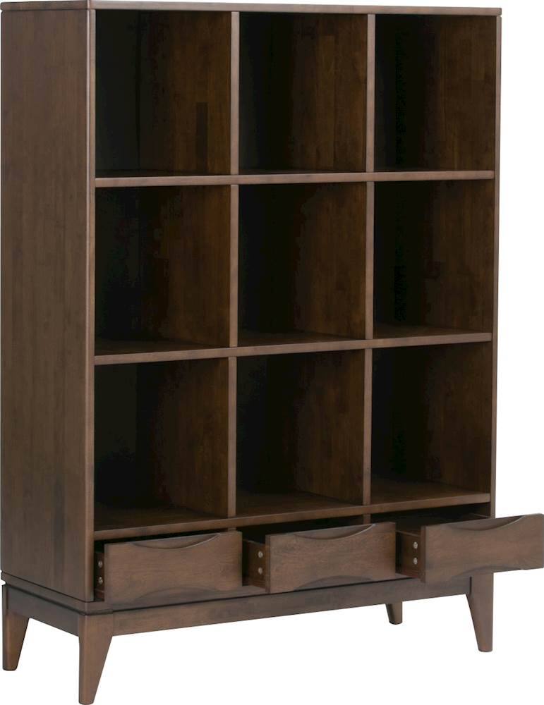 Alt View 11. Simpli Home - Harper Mid Century Modern Cube Storage Bookcase With Drawers - Walnut Brown.