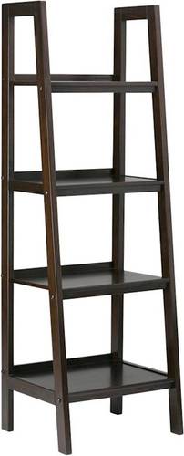 Simpli Home - Sawhorse Modern Industrial Solid Hardwood 4-Shelf Bookcase - Dark Chestnut Brown