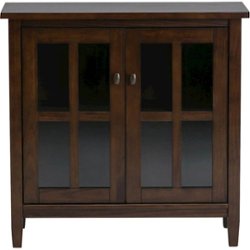 Simpli Home - Warm Shaker SOLID WOOD 32 inch Wide Transitional Low Storage Cabinet in - Tobacco Brown - Front_Zoom