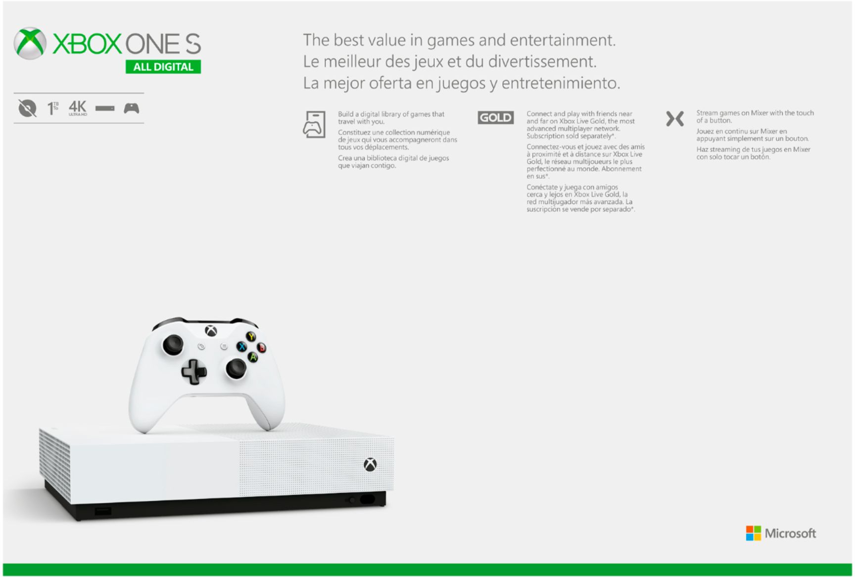 price of xbox one s all digital