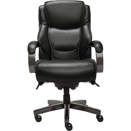Front. La-Z-Boy - La-Z-Boy Delano Big & Tall Bonded Leather Executive Chair - Jet Black/Gray Wood.