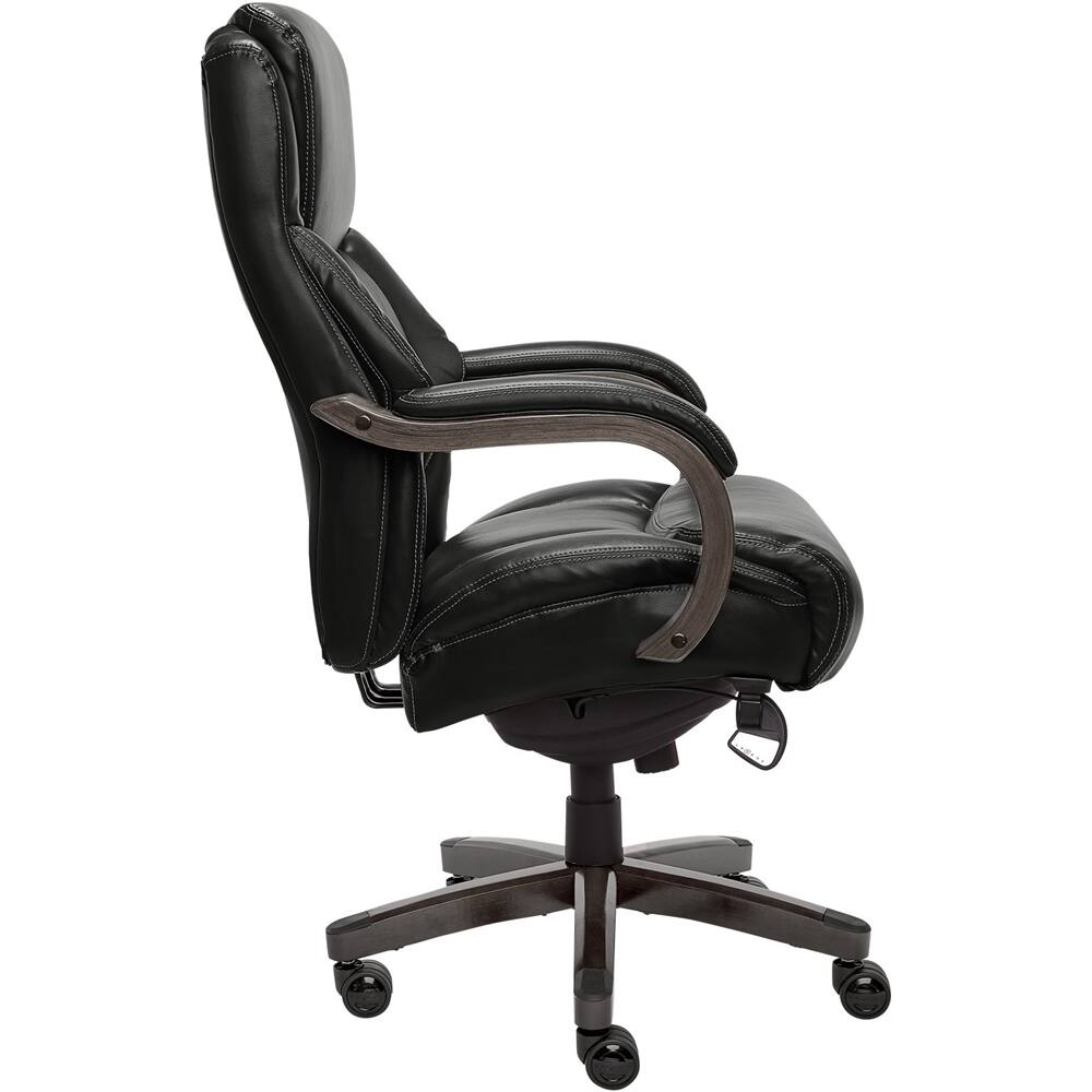 Alt View 13. La-Z-Boy - Big & Tall Executive Office Chair with Lumbar Support Leather Ergonomic Reclining Office Chair with Padded Arms - Jet Black/Gray Wood.