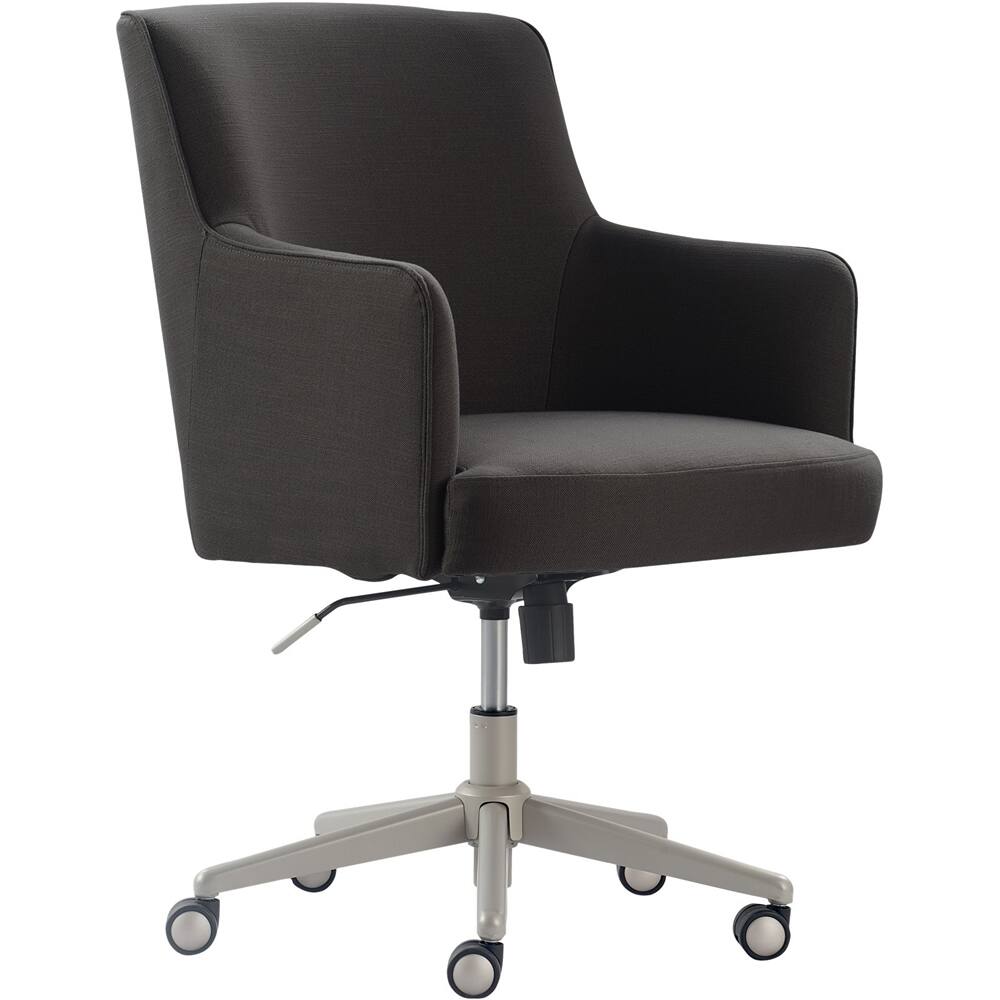 Left. Finch - Home Office Chair in Modern Design with Cushioned Seat Stainless Steel Base Swivel & Tilt Adjustable Height Twill Fabric - Gray.