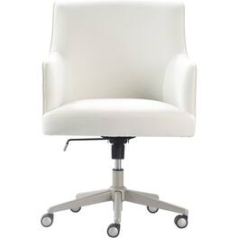 Finch - Home Office Chair in Modern Design with Cushioned Seat Stainless Steel Base Swivel & Tilt Adjustable Height Twill Fabric - Gray/Ivory