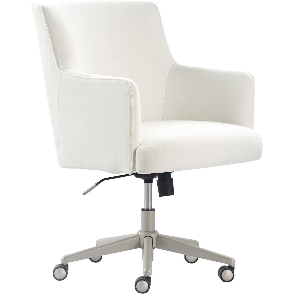 Left. Finch - Home Office Chair in Modern Design with Cushioned Seat Stainless Steel Base Swivel & Tilt Adjustable Height Twill Fabric - Gray/Ivory.