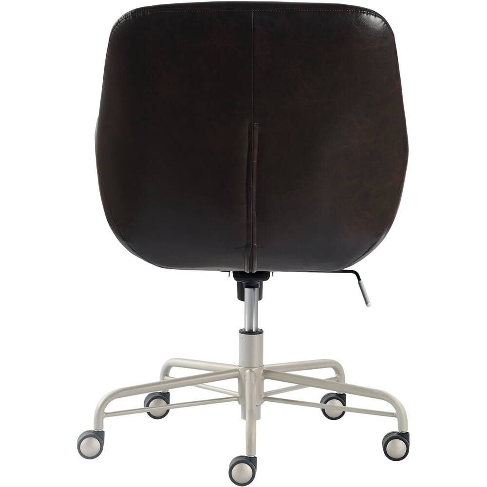 Alt View 12. Finch - Home Office Chair in Modern Sleek Design with Fixed Padded Armrests Adjustable Height Reclining Swivel Leather - Silver/Dark Brown.
