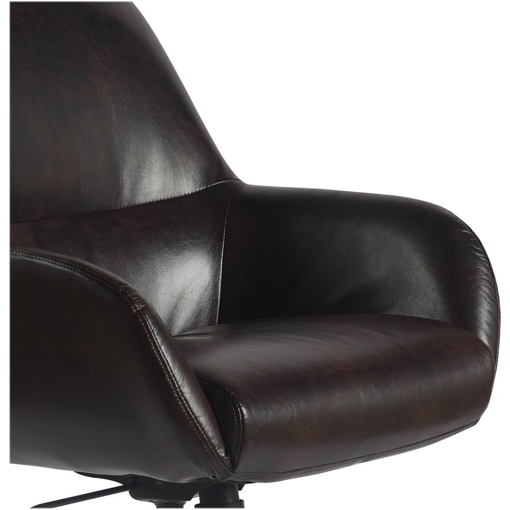 Alt View 16. Finch - Home Office Chair in Modern Sleek Design with Fixed Padded Armrests Adjustable Height Reclining Swivel Leather - Silver/Dark Brown.