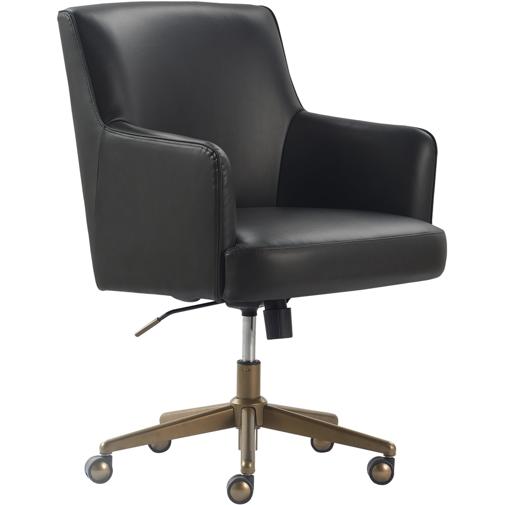 Left View: Finch - Belmont Modern Bonded Leather Home Office Chair - Bronze/Charcoal