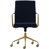Elle Decor - Giselle Mid-Century Modern Fabric Executive Chair - Gold/Velvet Blue - Front_Zoom