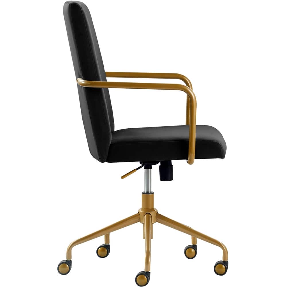 Alt View 13. Elle Decor - Giselle Mid-Century Modern Fabric Executive Chair - Gold/Velvet Blue.