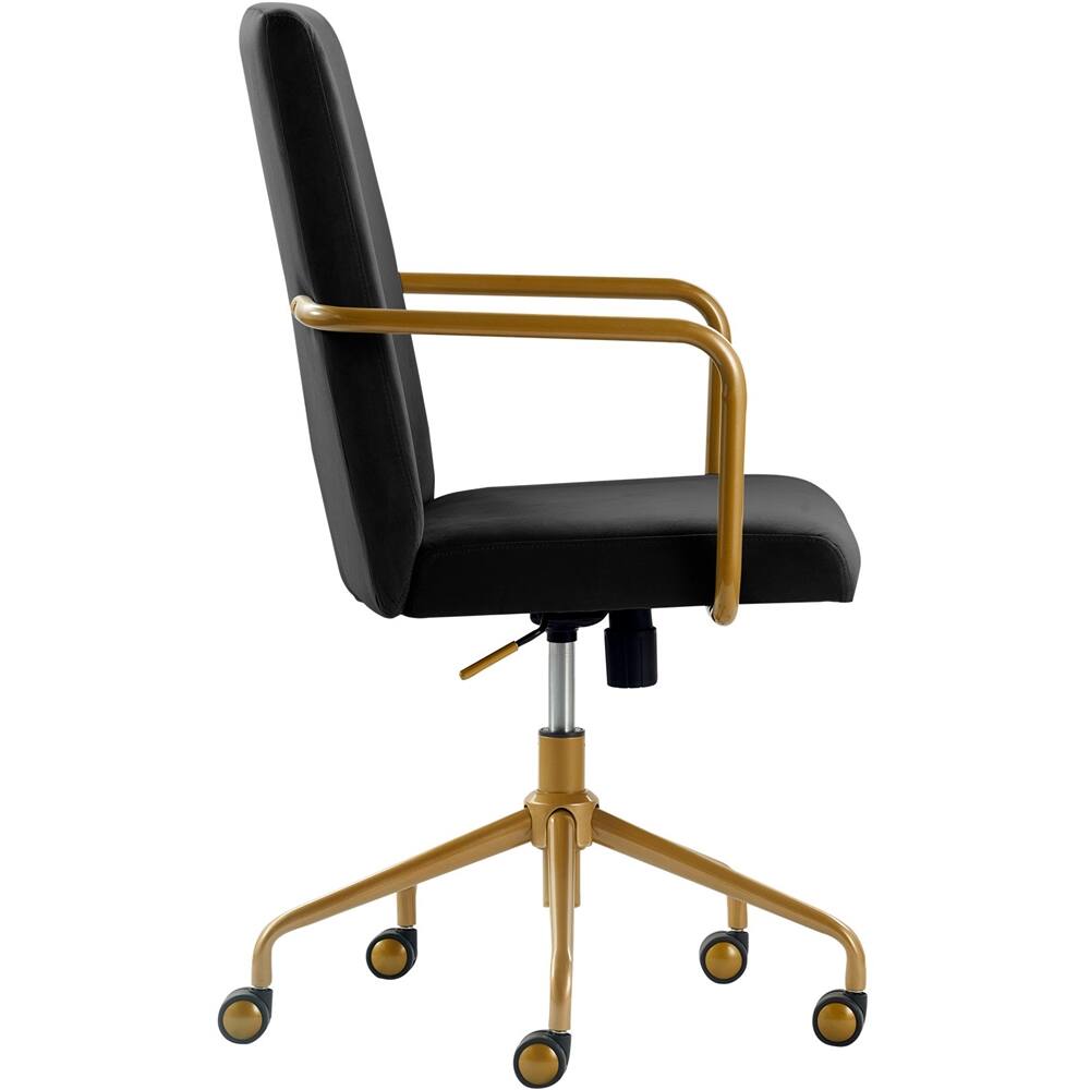 Alt View 13. Elle Decor - Giselle Mid-Century Modern Fabric Executive Chair - Gold/Velvet Blue.