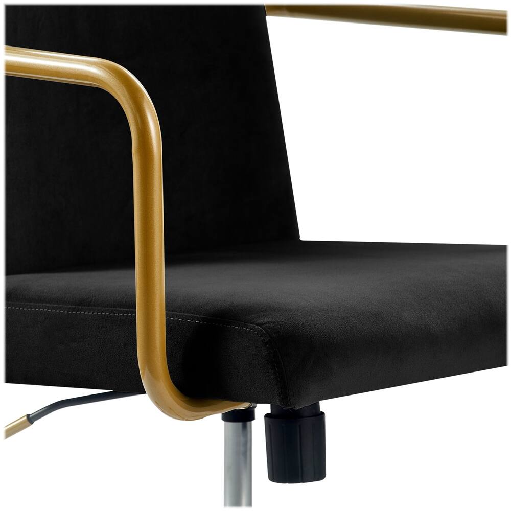 Alt View 15. Elle Decor - Giselle Mid-Century Modern Fabric Executive Chair - Gold/Velvet Blue.