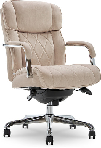 La-Z-Boy - Sutherland Fabric Office Chair - Cream/Polished Chrome