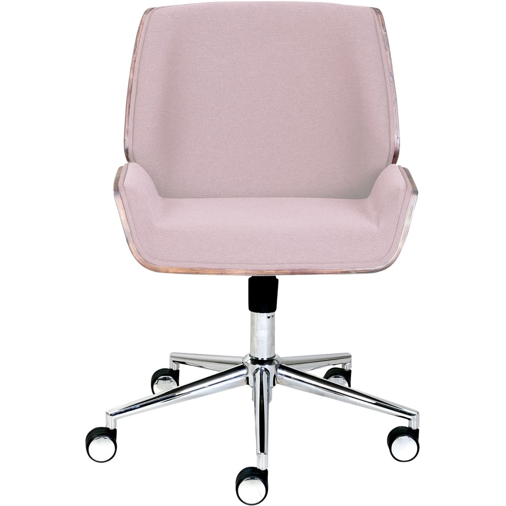 Adore Decor - Office Guest Chair with Lumbar Support & Adjustable Height Conference Reception Chair with Soft Fabric Seat & Swivels - French Pink