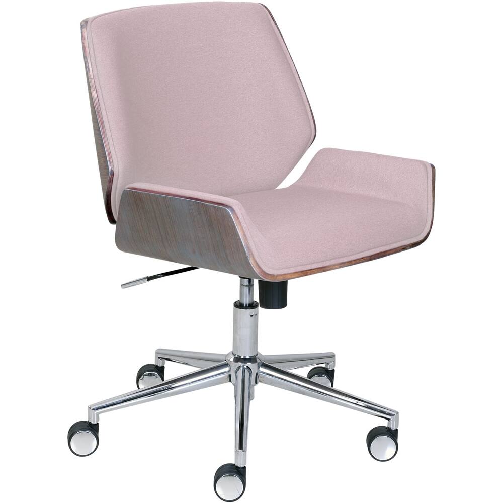 Left. Adore Decor - Office Guest Chair with Lumbar Support & Adjustable Height Conference Reception Chair with Soft Fabric Seat & Swivels - French Pink.