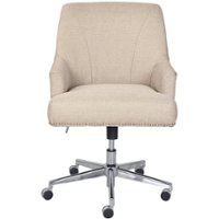 Serta - Leighton Modern Twill Fabric Home Office Chair - Chrome/Light Beige - Front_Zoom