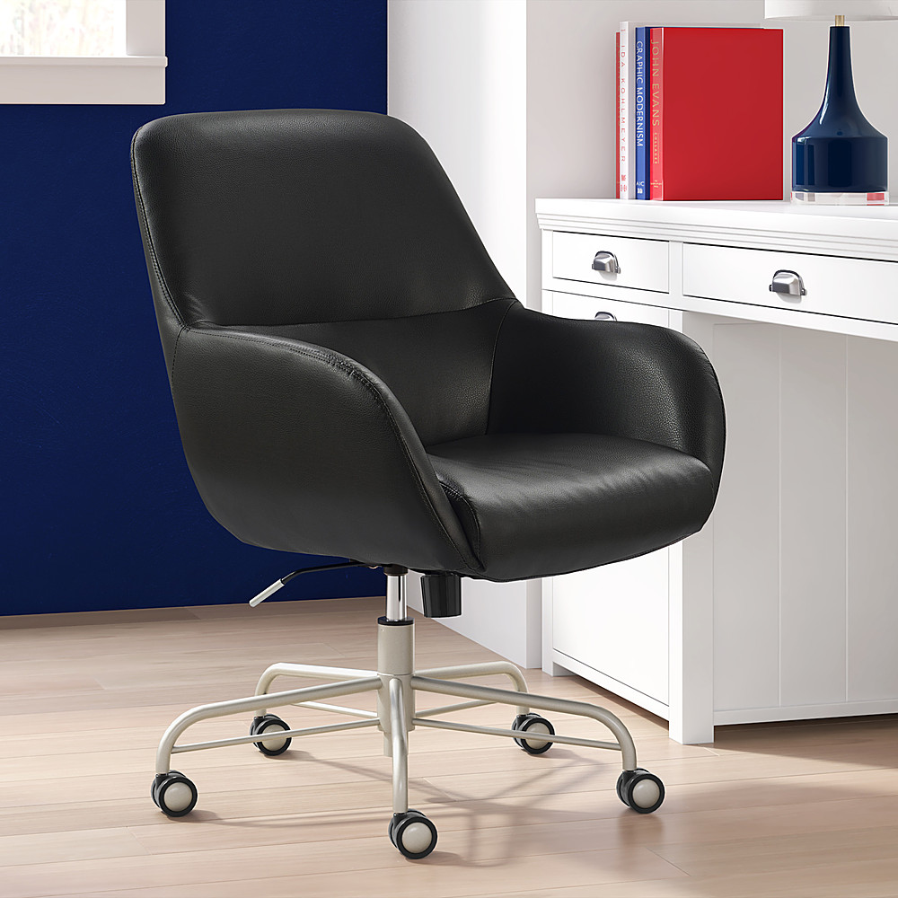 Left View: Finch - Forester Modern Bonded Leather Executive Chair - Gray/Charcoal