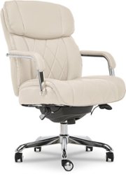 La-Z-Boy - Comfort and Beauty Sutherland Diamond-Quilted Bonded Leather Office Chair - Light Ivory - Angle_Zoom