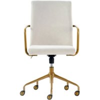 Elle Decor - Giselle Mid-Century Modern Fabric Executive Chair - Gold/Velvet Cream - Front_Zoom