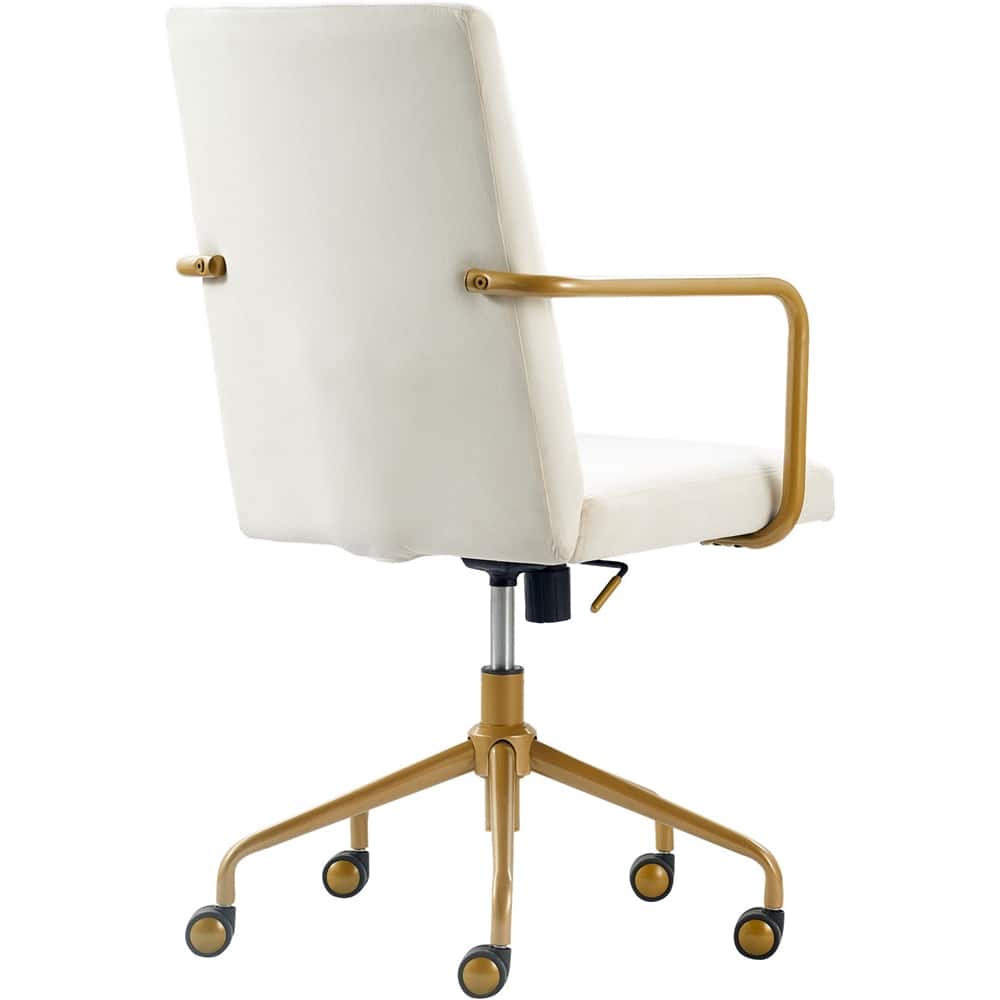 Alt View 11. Elle Decor - Giselle Mid-Century Modern Fabric Executive Chair - Gold/Velvet Cream.