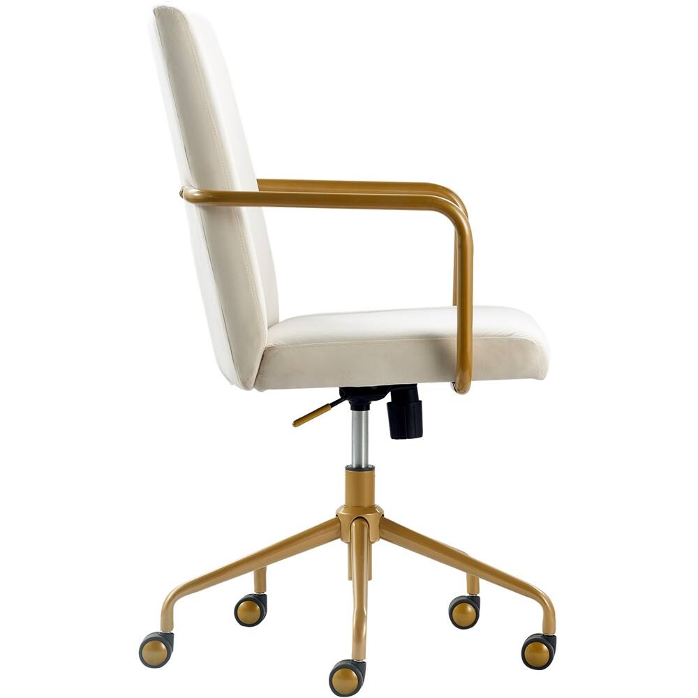 Alt View 13. Elle Decor - Giselle Mid-Century Modern Fabric Executive Chair - Gold/Velvet Cream.