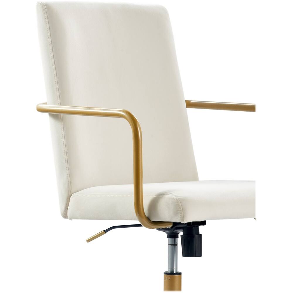 Alt View 14. Elle Decor - Giselle Mid-Century Modern Fabric Executive Chair - Gold/Velvet Cream.