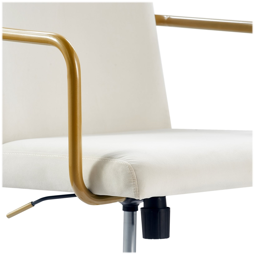 Alt View 15. Elle Decor - Giselle Mid-Century Modern Fabric Executive Chair - Gold/Velvet Cream.
