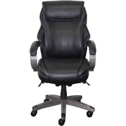 Front. La-Z-Boy - Hyland Bonded Leather & Memory Foam Executive Chair - Gray/Black.